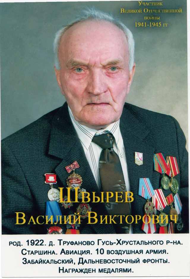 На 102-ом году ушел из жизни участник Великой Отечественной войны Василий Викторович Швырёв.