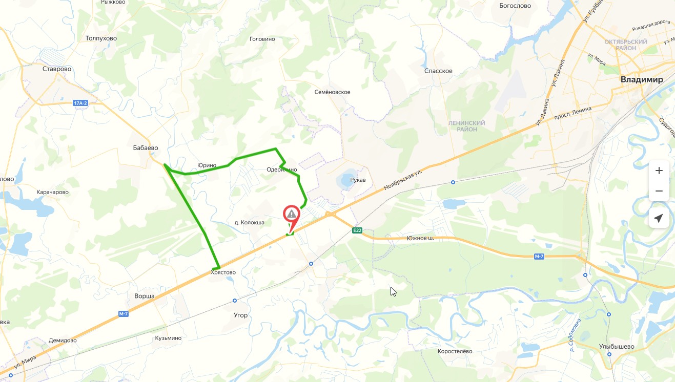 На 168-ом км трассы М-7 «Волга» во Владимирской области 22 августа с 17:00 временно закроют движение