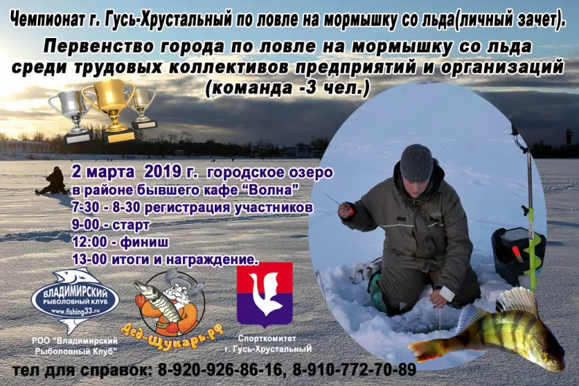 Чемпионат Гусь-Хрустального по ловле на мормышку со льда 2019